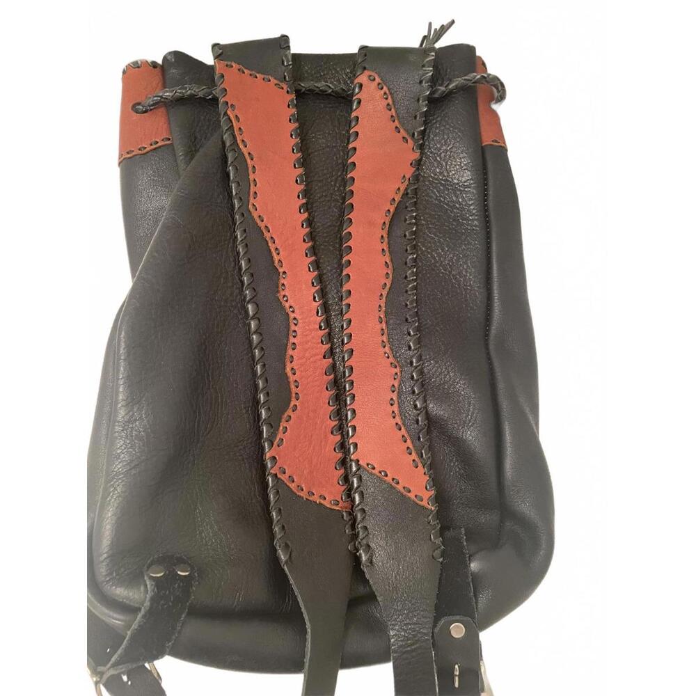 Handcrafted Leather Drawstring Backpack With Uniq… - image 6